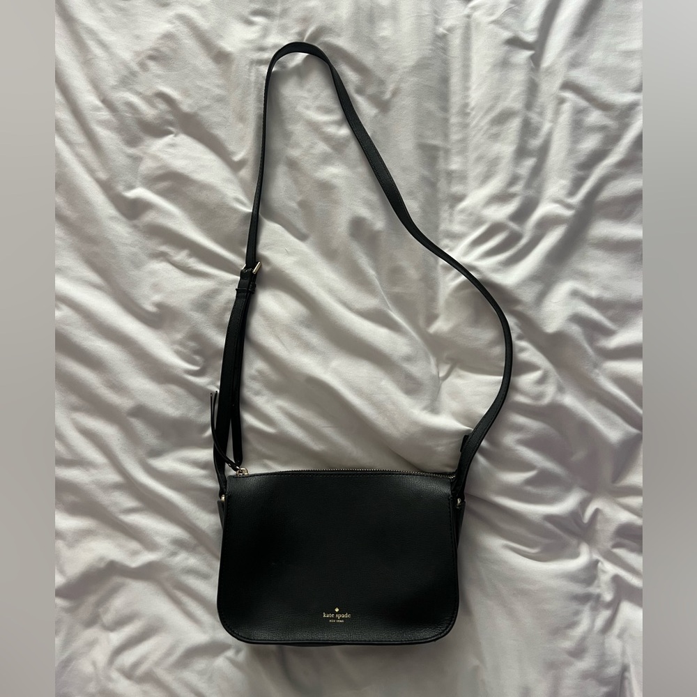 Kate Spade New York Black Leather Holiday Lane Val Crossbody Bag Purse